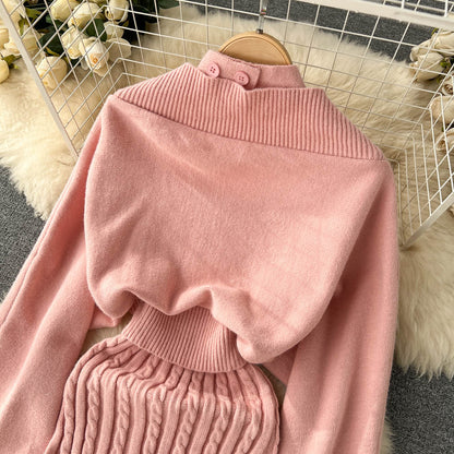 Halter Sweater Top & Cardigan 2Pcs