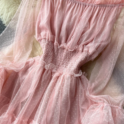 Ruffled Tulle Maxi Dress