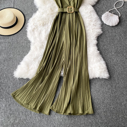 Office Shawl Collar Belted Jumpsuit