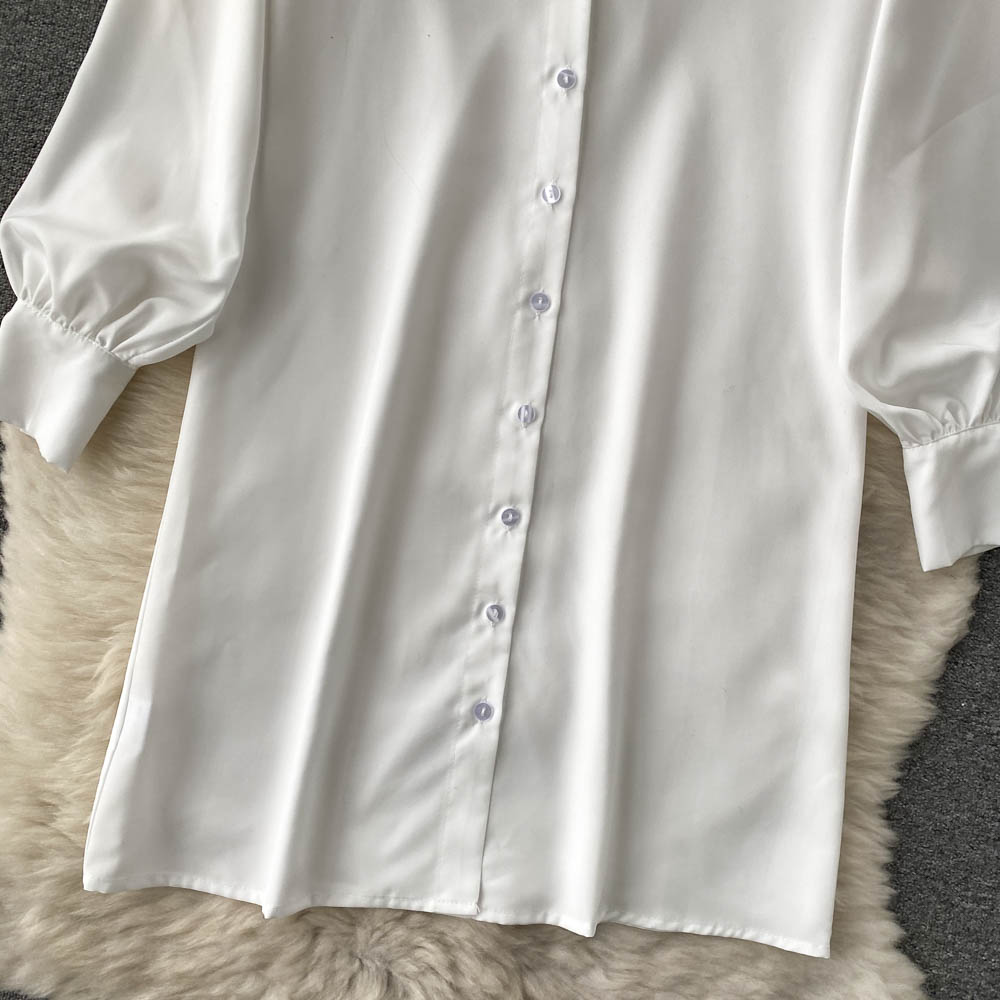 Niche White Shirt&Knitted Waistcoat Dress 2PCS