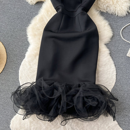 Elegant Black V-neck Dress