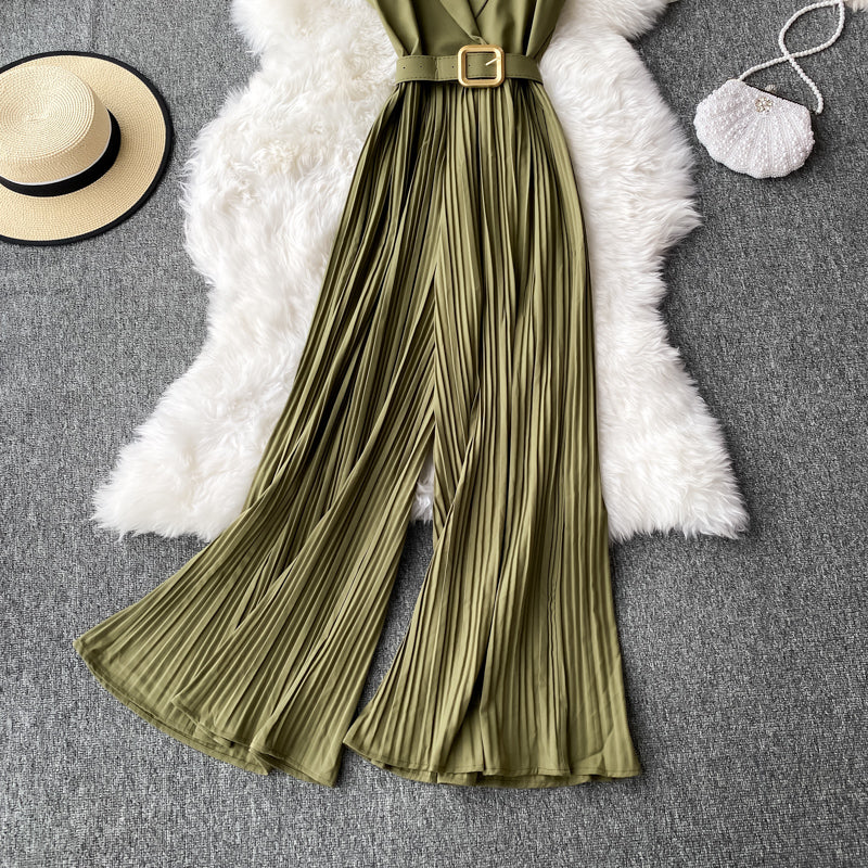 Suit Collar Flared Pants Jumpsuit