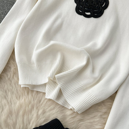 Round Collar Sweater&Skirt Knitted 2Pcs