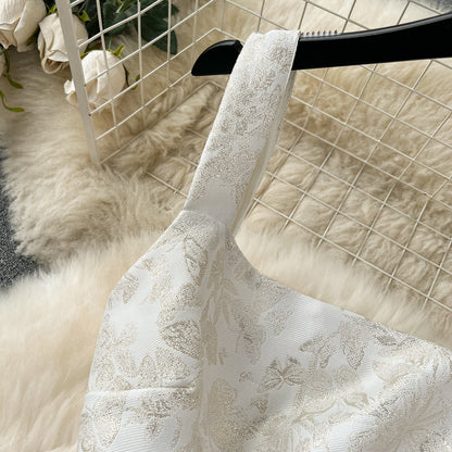 Courtly Floral Jacquard Slip Dress