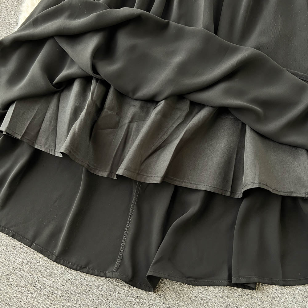 Parisian Lace Panel Black Dress