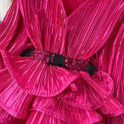 Glam Ruffle Blouse & Sequin Skirt Ensemble