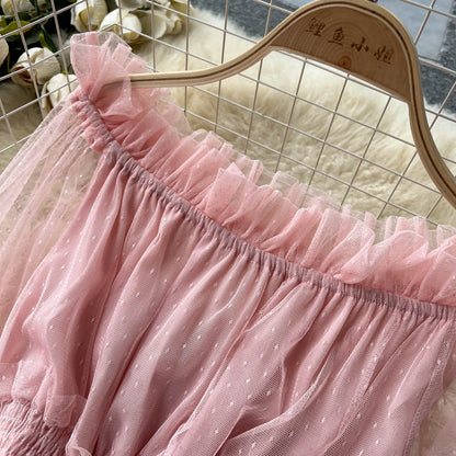 Ruffled Tulle Maxi Dress