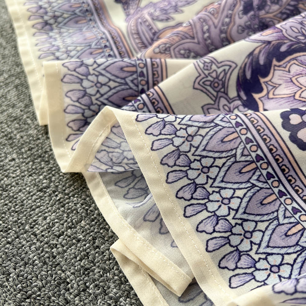 Courtly Floral Printed Chiffon Dress