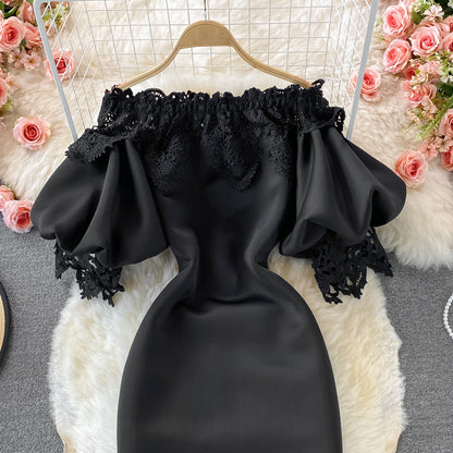 Vintage Lace Off-the-shoulder Dress