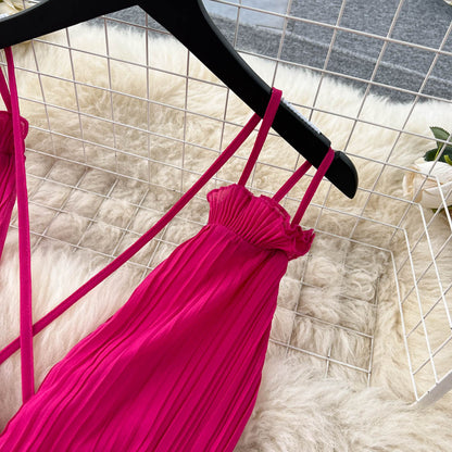 Premium Strap Pleated Cocktail Dress