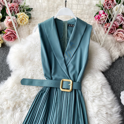 Office Shawl Collar Belted Jumpsuit