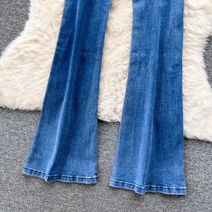 Jeans im koreanischen Stil mit Pelzbesatz und ausgestelltem Bein