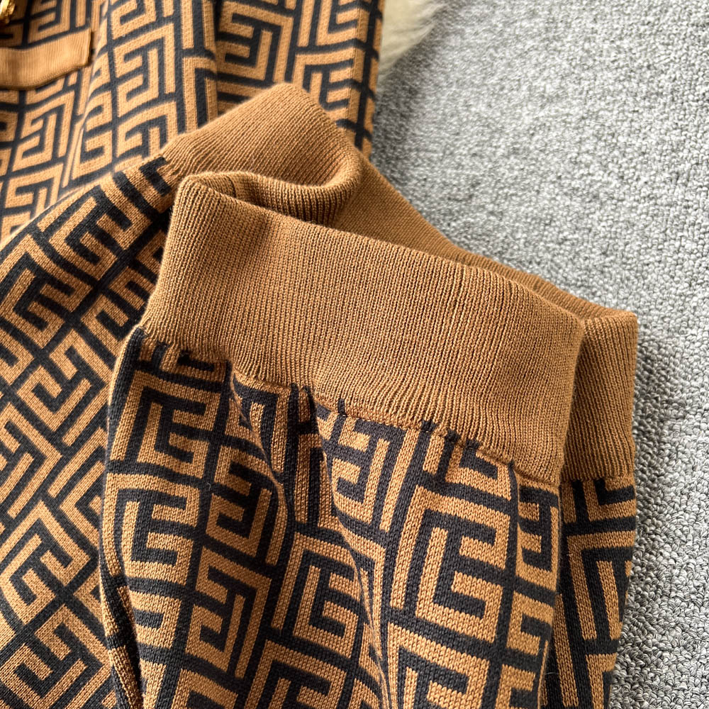 Printed Cardigan&Bottom Vest&Wide-leg Trousers