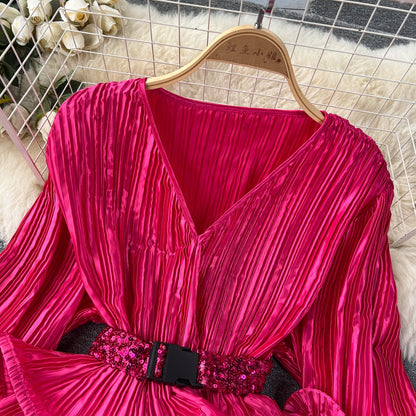 Glam Ruffle Blouse & Sequin Skirt Ensemble