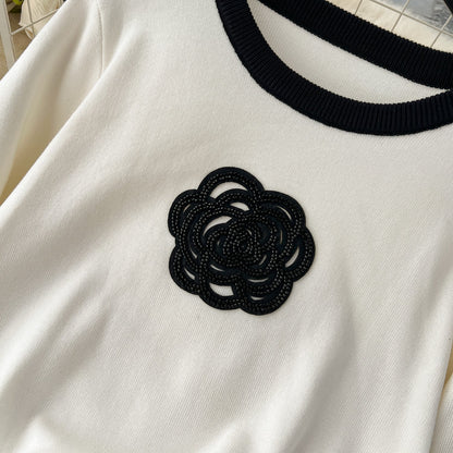 Round Collar Sweater&Skirt Knitted 2Pcs