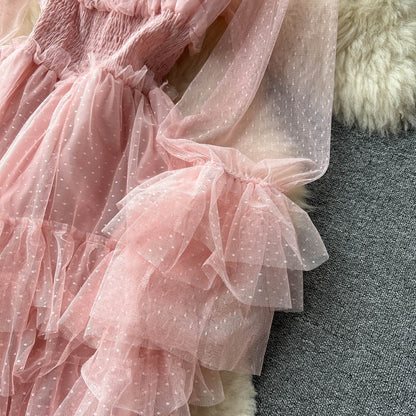 Ruffled Tulle Maxi Dress