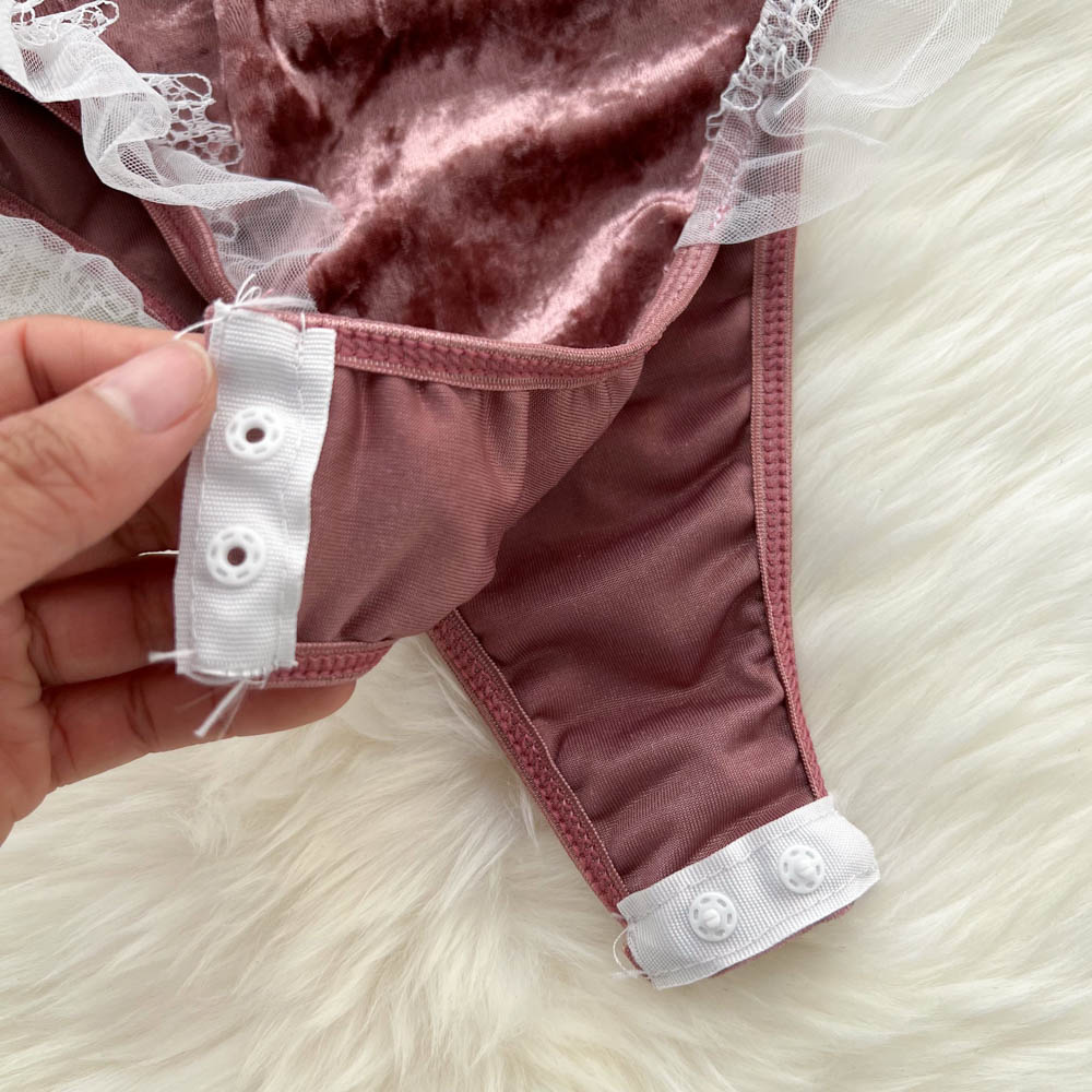 Sexy Pink Rabbit Girl Velvet Jumpsuit