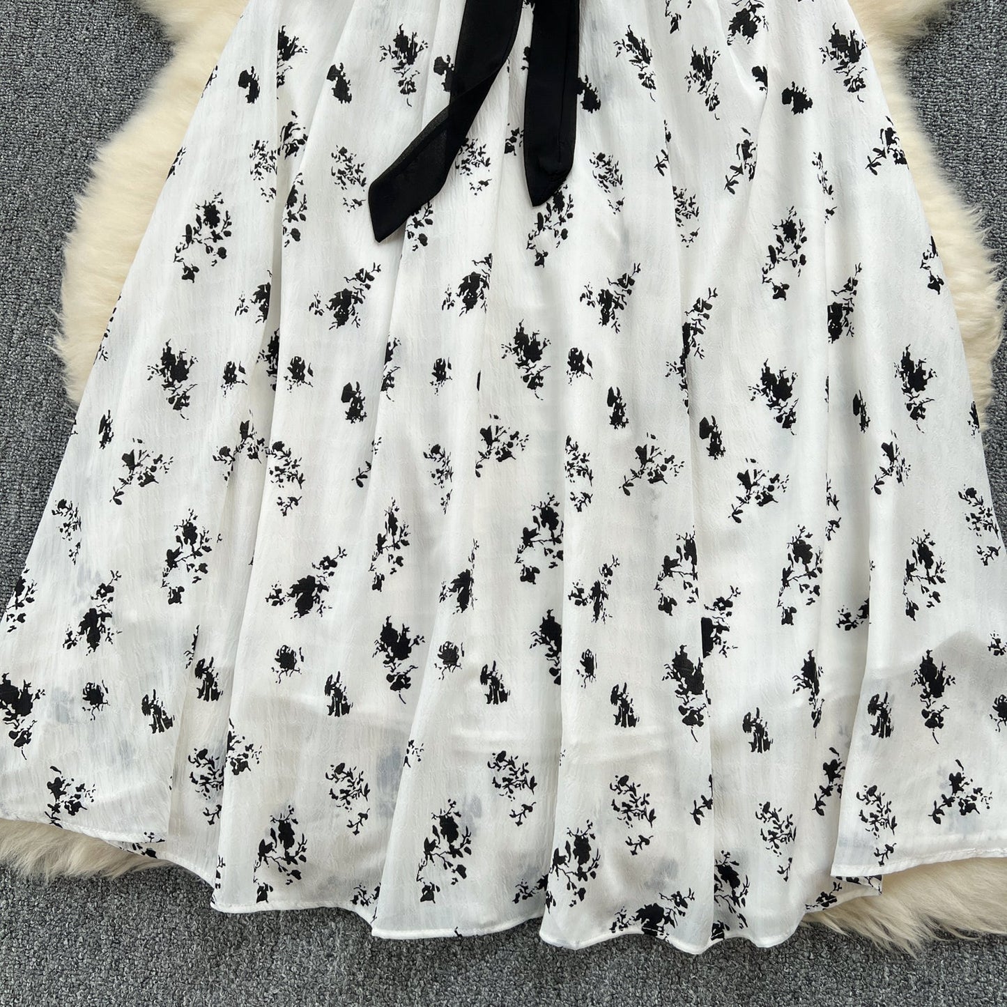 Floral Patchwork Black Shirt Dress