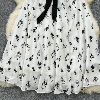 Floral Patchwork Black Shirt Dress