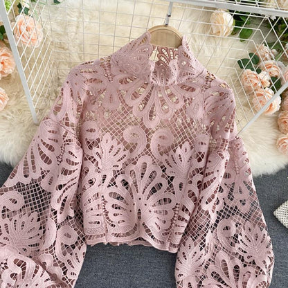 Autumn Whisper Floral Lace Blouse