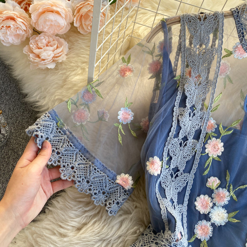 Floral Embroidered Maxi Summer Dress