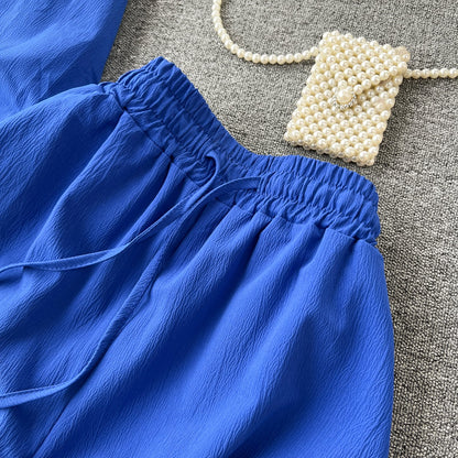 Loose Shirt&Wide-leg Trousers 2Pcs
