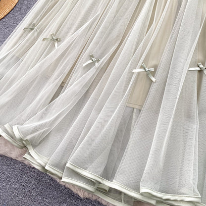 Ethereal Bow-Trimmed Tulle Skirt