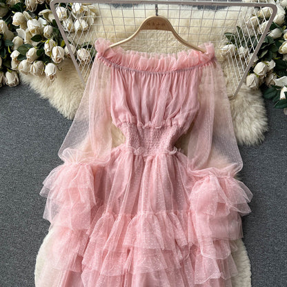 Ruffled Tulle Maxi Dress