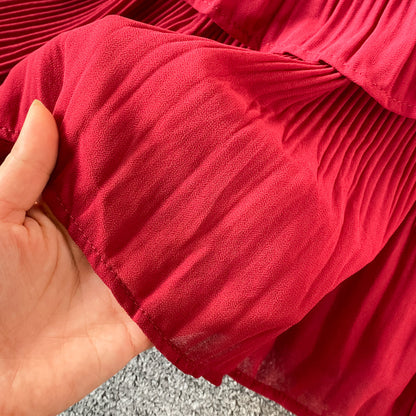Multicolor Sling Pleated Dress