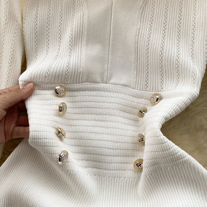 Vintage Double-breasted Knitted Dress