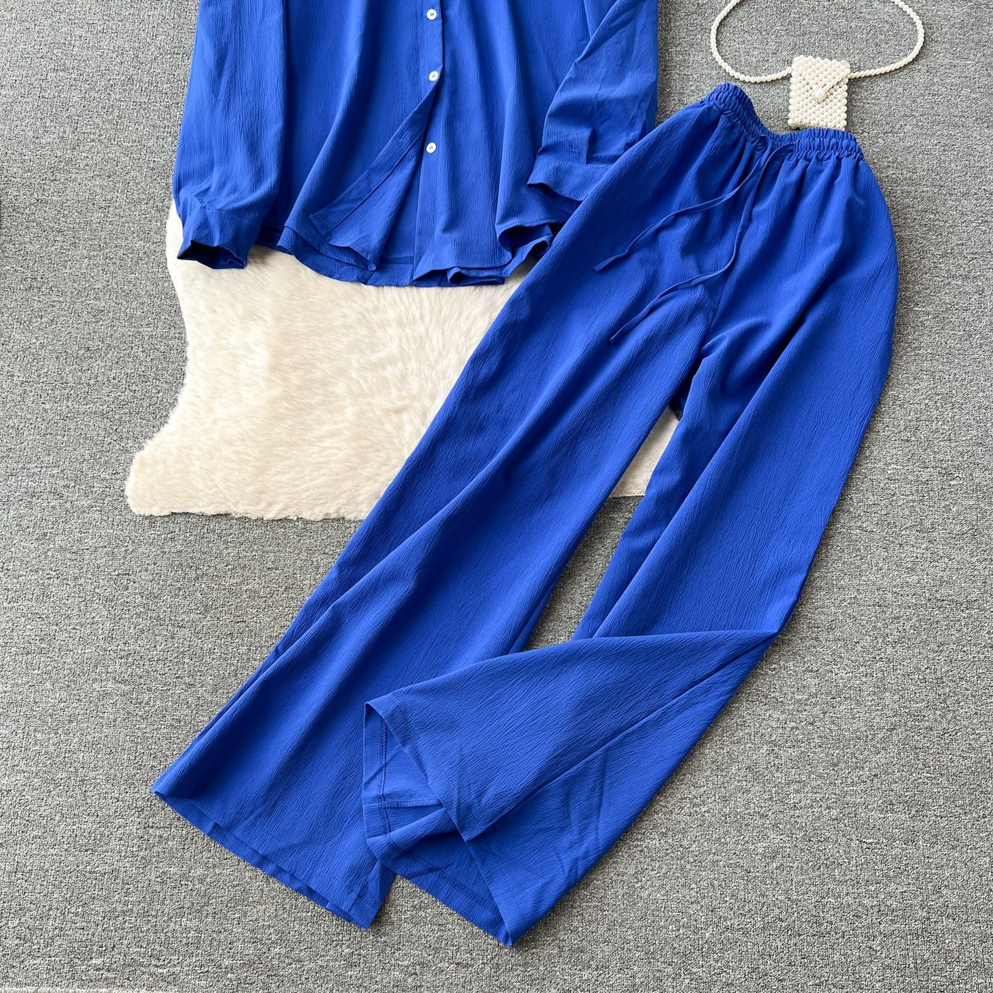 Loose Shirt&Wide-leg Trousers 2Pcs