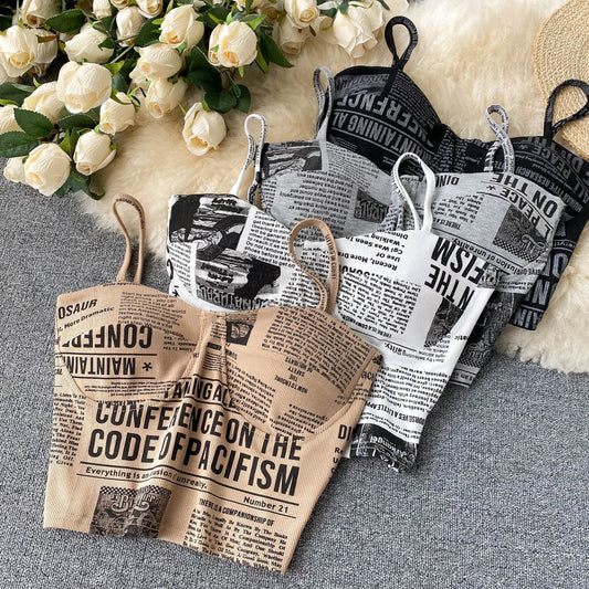Newspaper Print Camisole