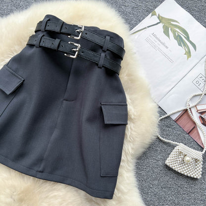 Double Strap Tailored Pencil Skirt Suit