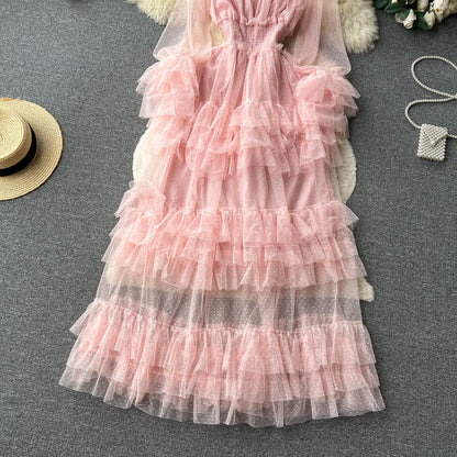 Ruffled Tulle Maxi Dress