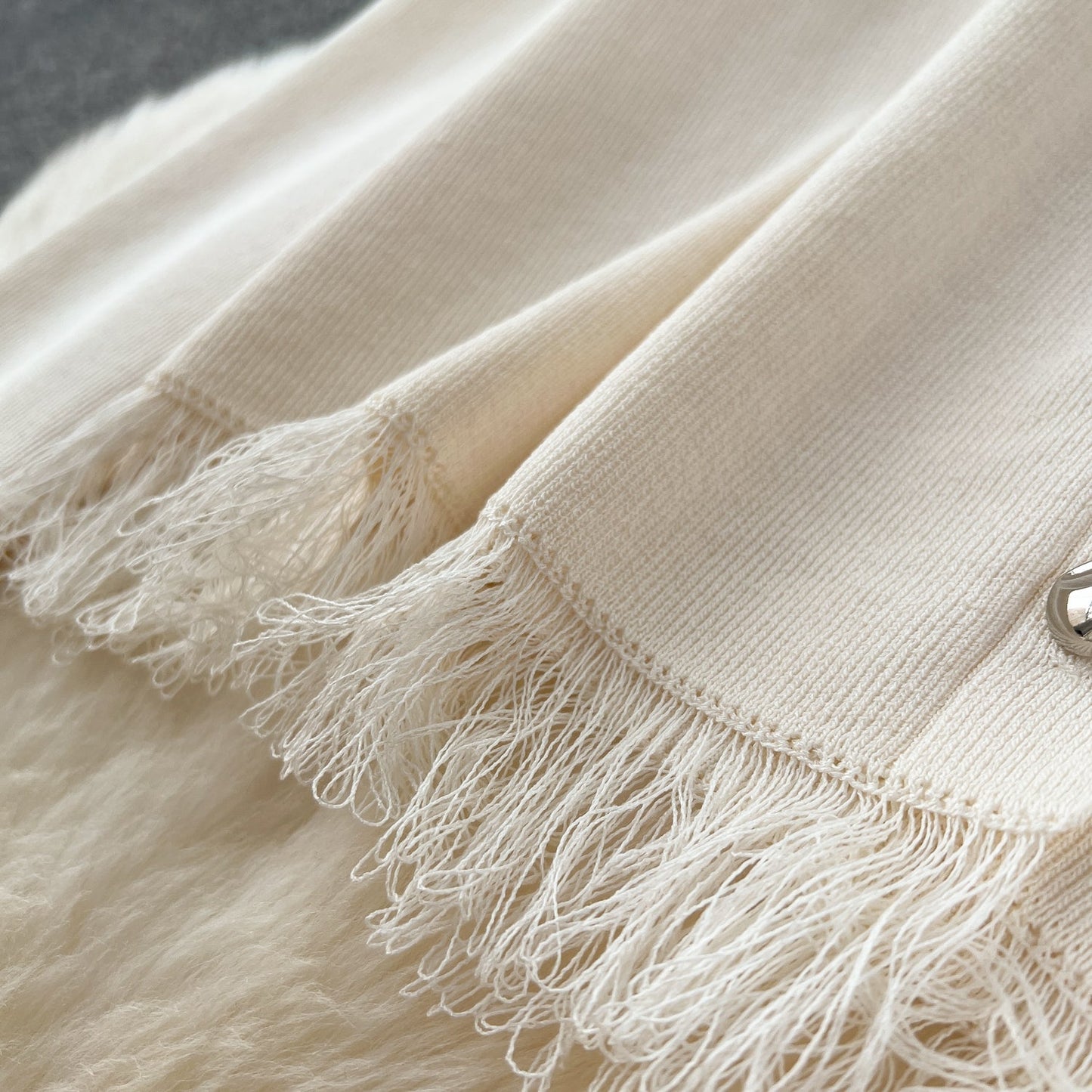 Cardigan&Half-body Skirt Fringed Knit 2Pcs