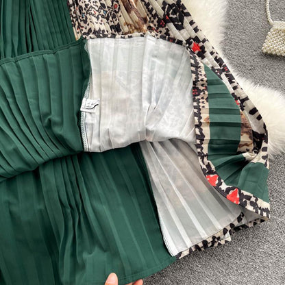 Knitted Long-sleeved Fake Two-piece Dress