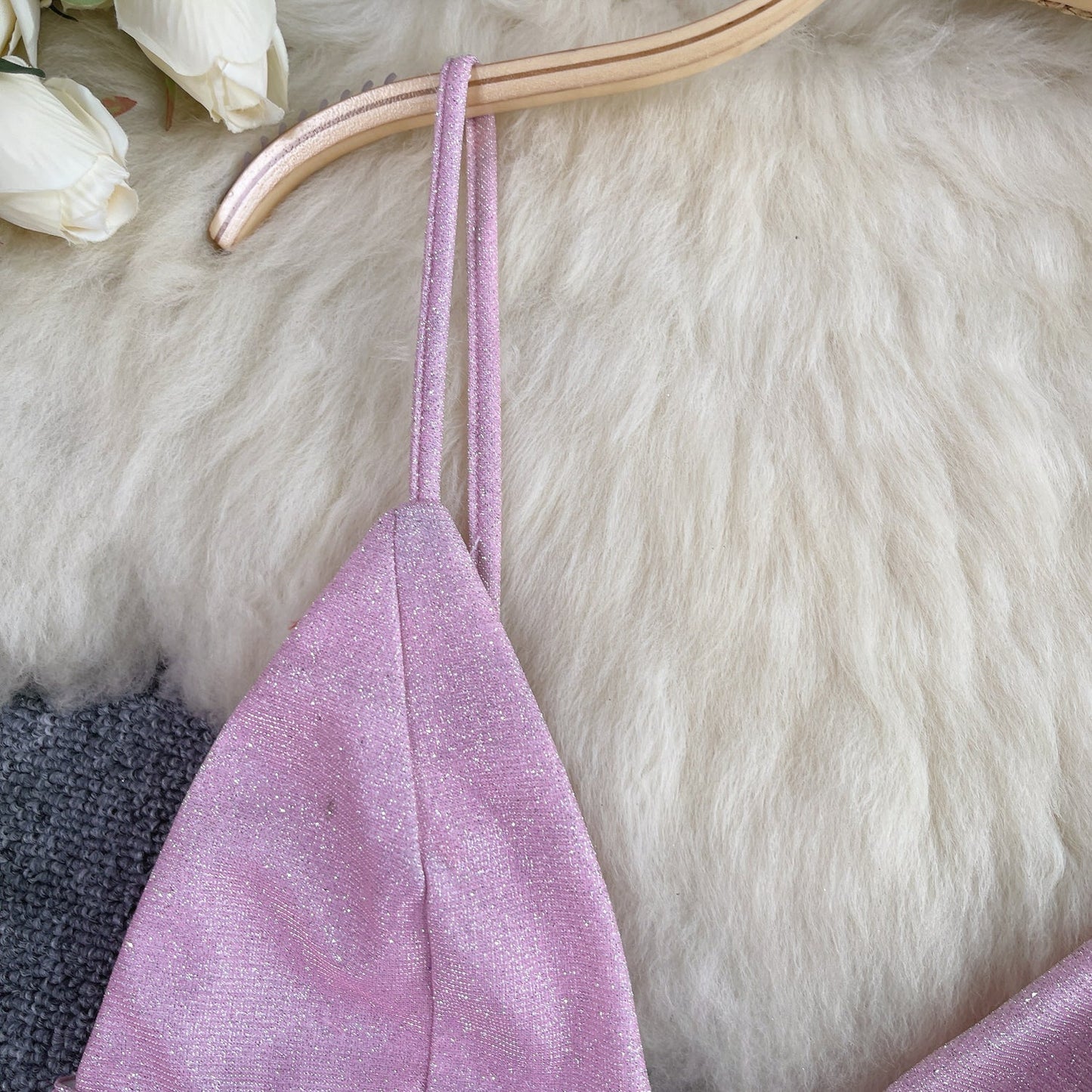 Chic Glossy Sequin Lingerie Top