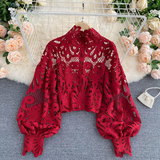 Autumn Whisper Floral Lace Blouse