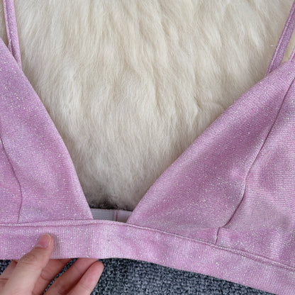 Chic Glossy Sequin Lingerie Top