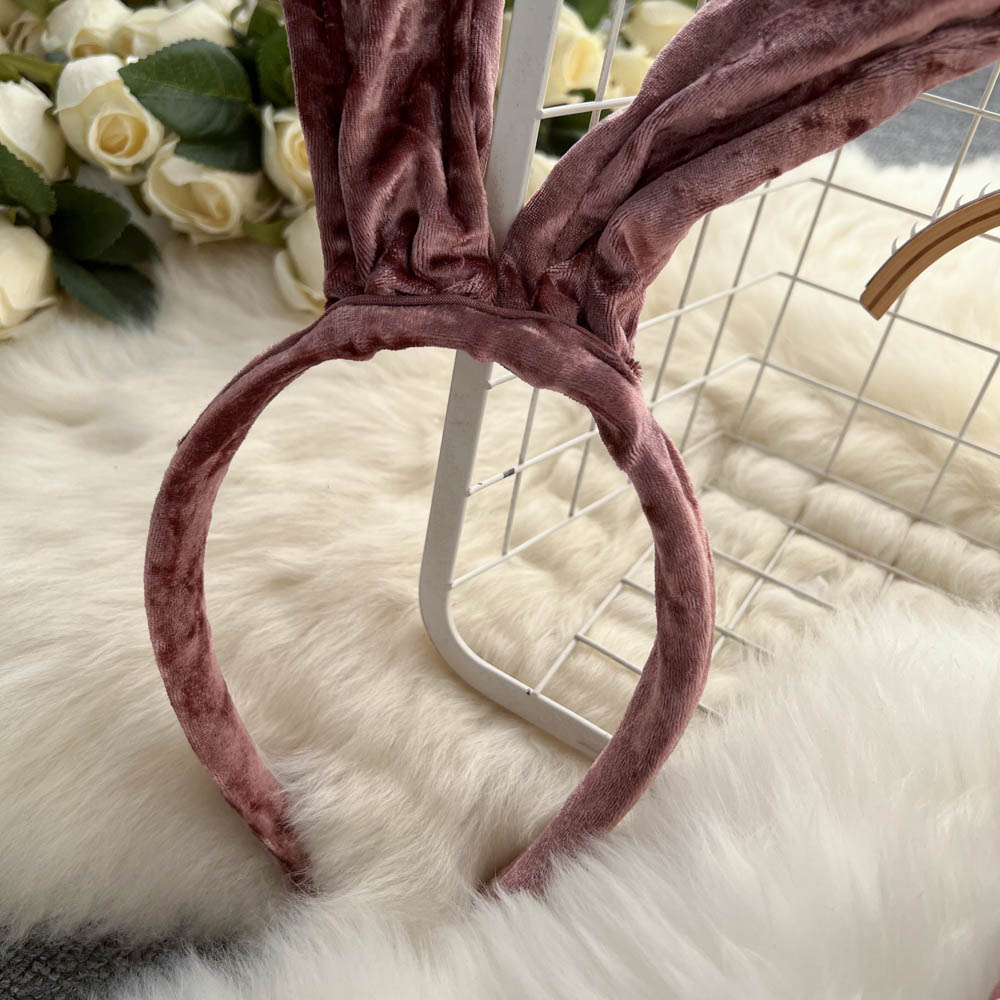 Sexy Pink Rabbit Girl Velvet Jumpsuit