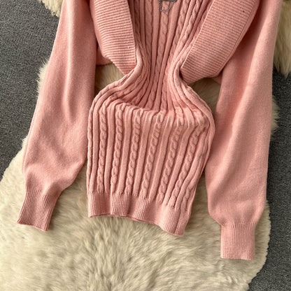 Halter Sweater Top & Cardigan 2Pcs