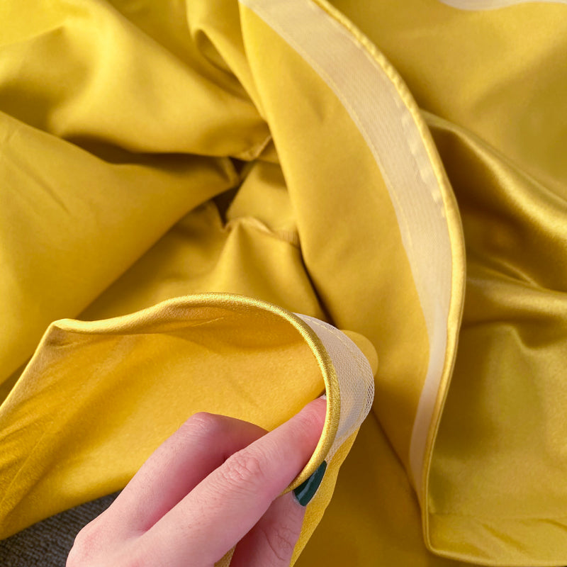 Satin Lantern Sleeve Ruffle Dress