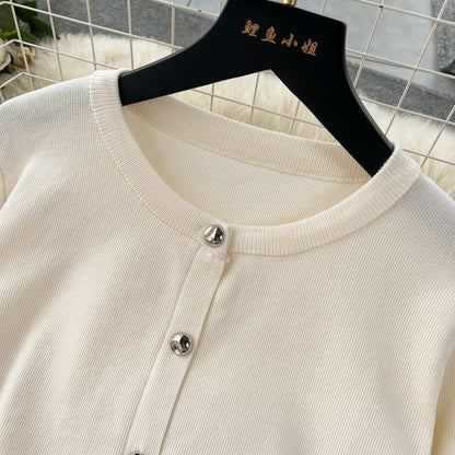 Cardigan&Half-body Skirt Fringed Knit 2Pcs