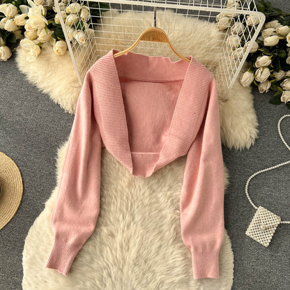 Halter Sweater Top & Cardigan 2Pcs