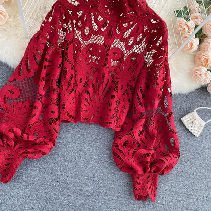 Autumn Whisper Floral Lace Blouse