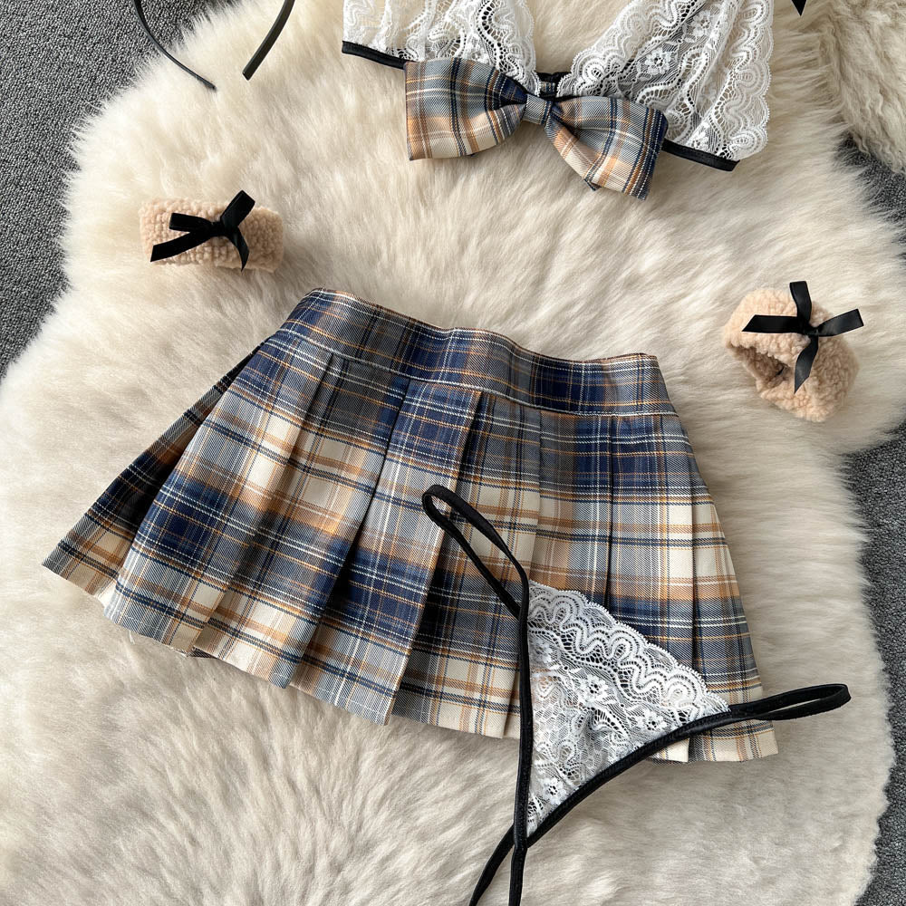 Lace Tank Top&Pleated Skirt Uniform
