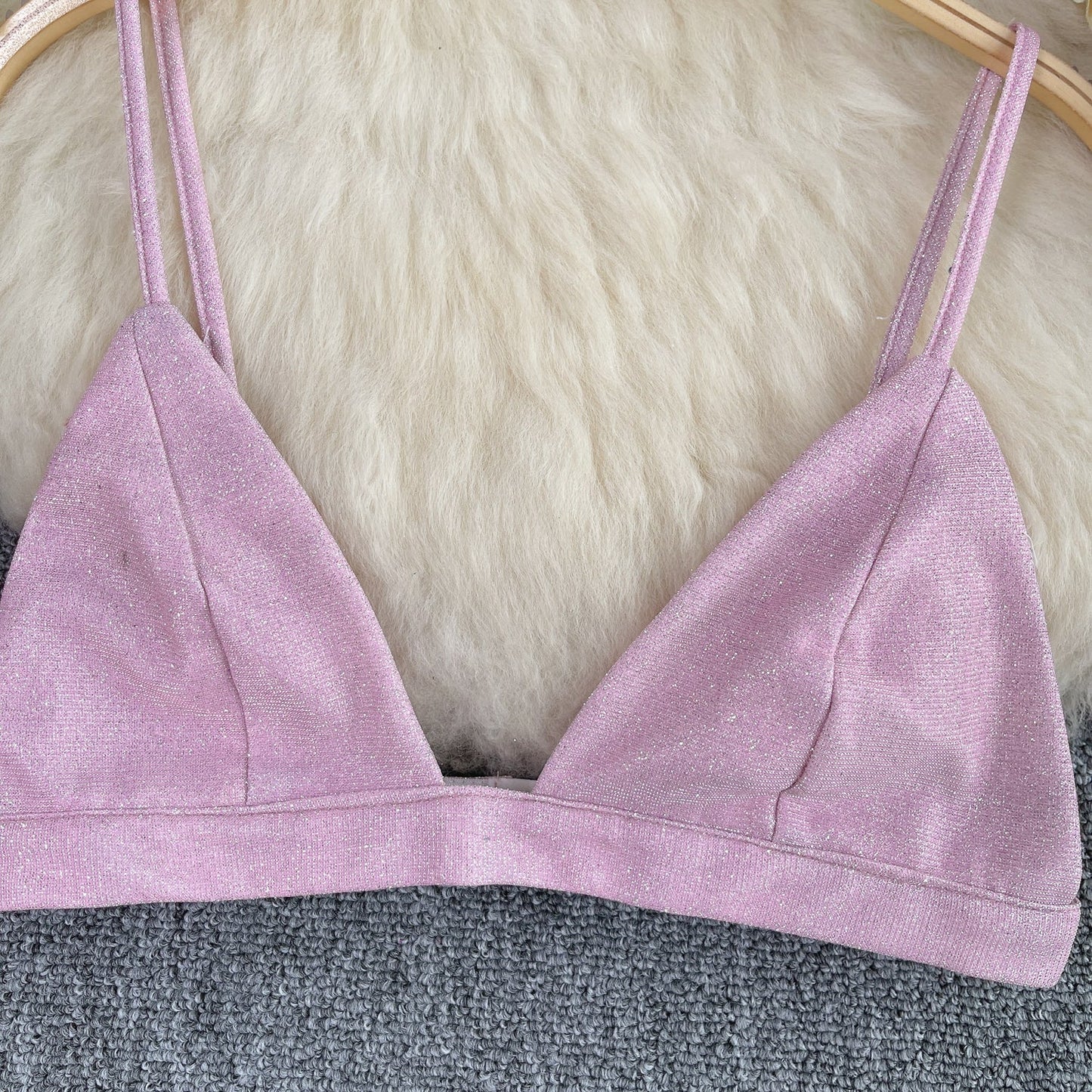 Chic Glossy Sequin Lingerie Top