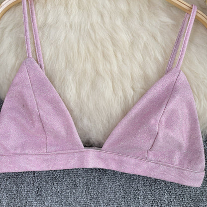 Chic Glossy Sequin Lingerie Top