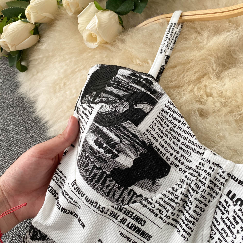 Newspaper Print Camisole