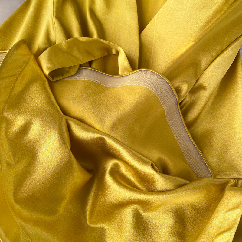 Satin Lantern Sleeve Ruffle Dress
